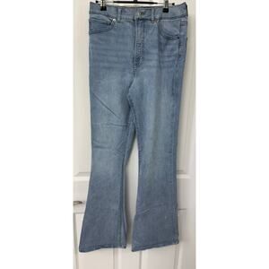 Express flare super high rise light wash 10R denim jeans boho hippie